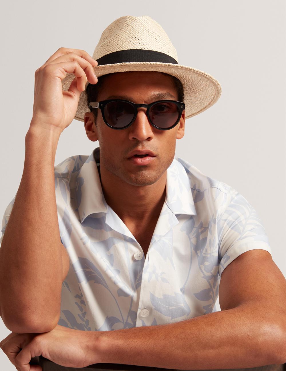 Chemises Ted Baker KITS - Short Sleeve Relaxed Floral Print Homme Bleu | Paris  47123-RHKA