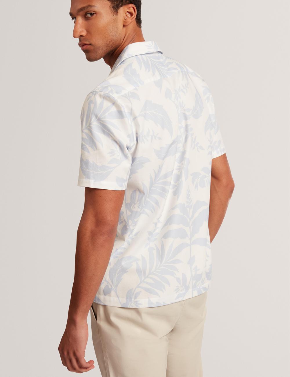 Chemises Ted Baker KITS - Short Sleeve Relaxed Floral Print Homme Bleu | Paris  47123-RHKA