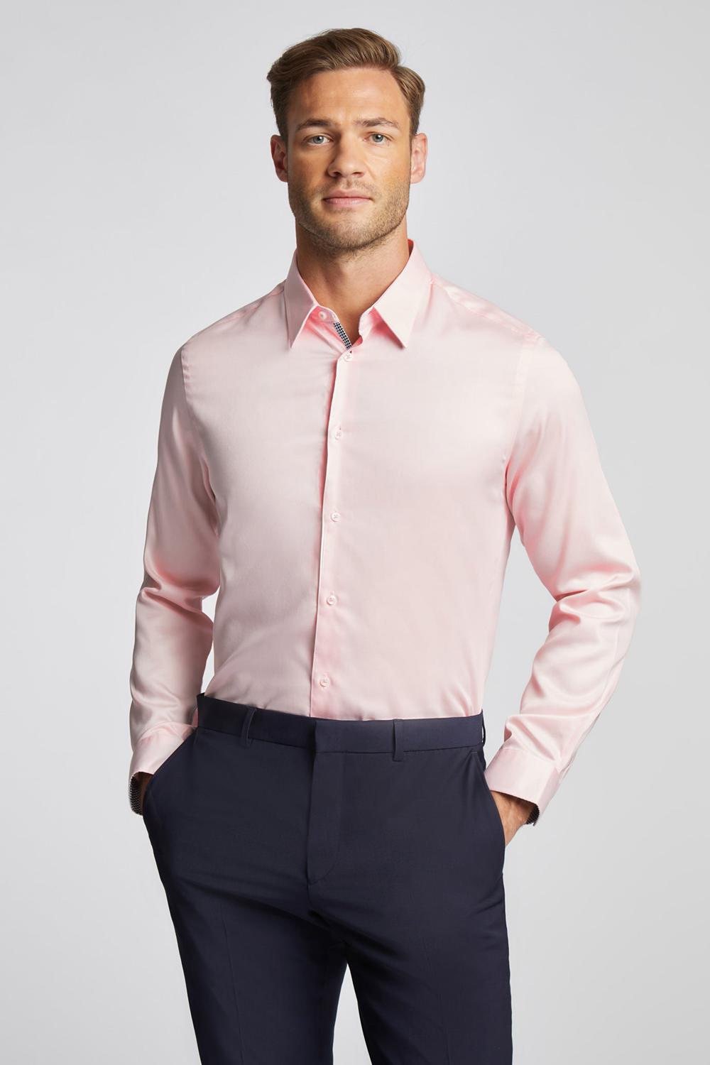 Chemises Ted Baker MAELOR - Slim Fit Sateen Cotton Homme Rose | Paris  43820-CWJZ