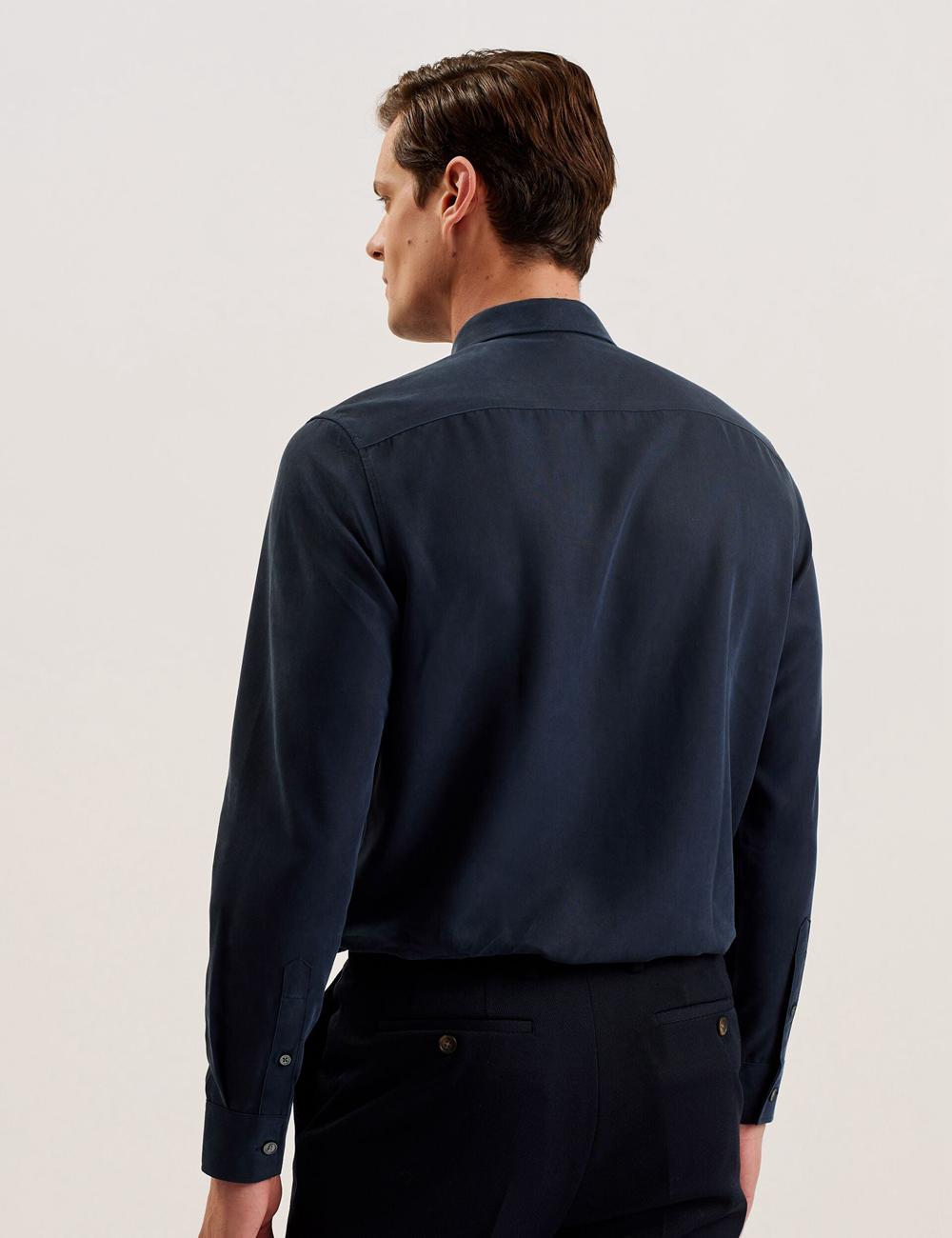 Chemises Ted Baker NESSMEN - Embroidered Detail Relaxed Fit Homme Bleu Marine | Paris  73184-ALGT