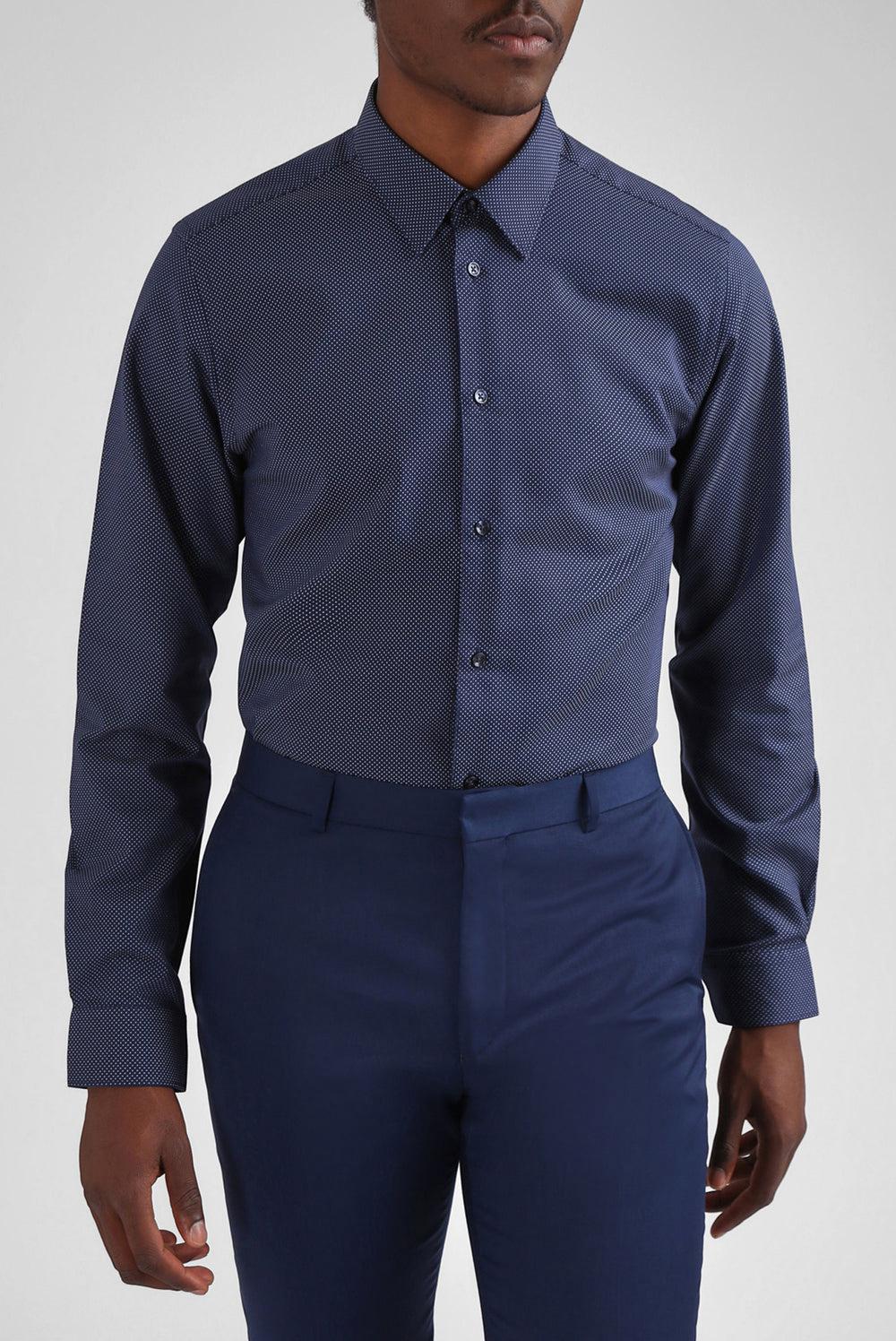 Chemises Ted Baker ODAIR - Pin Dot Slim Fit Cotton Homme Bleu Marine | Paris  18605-LNHS