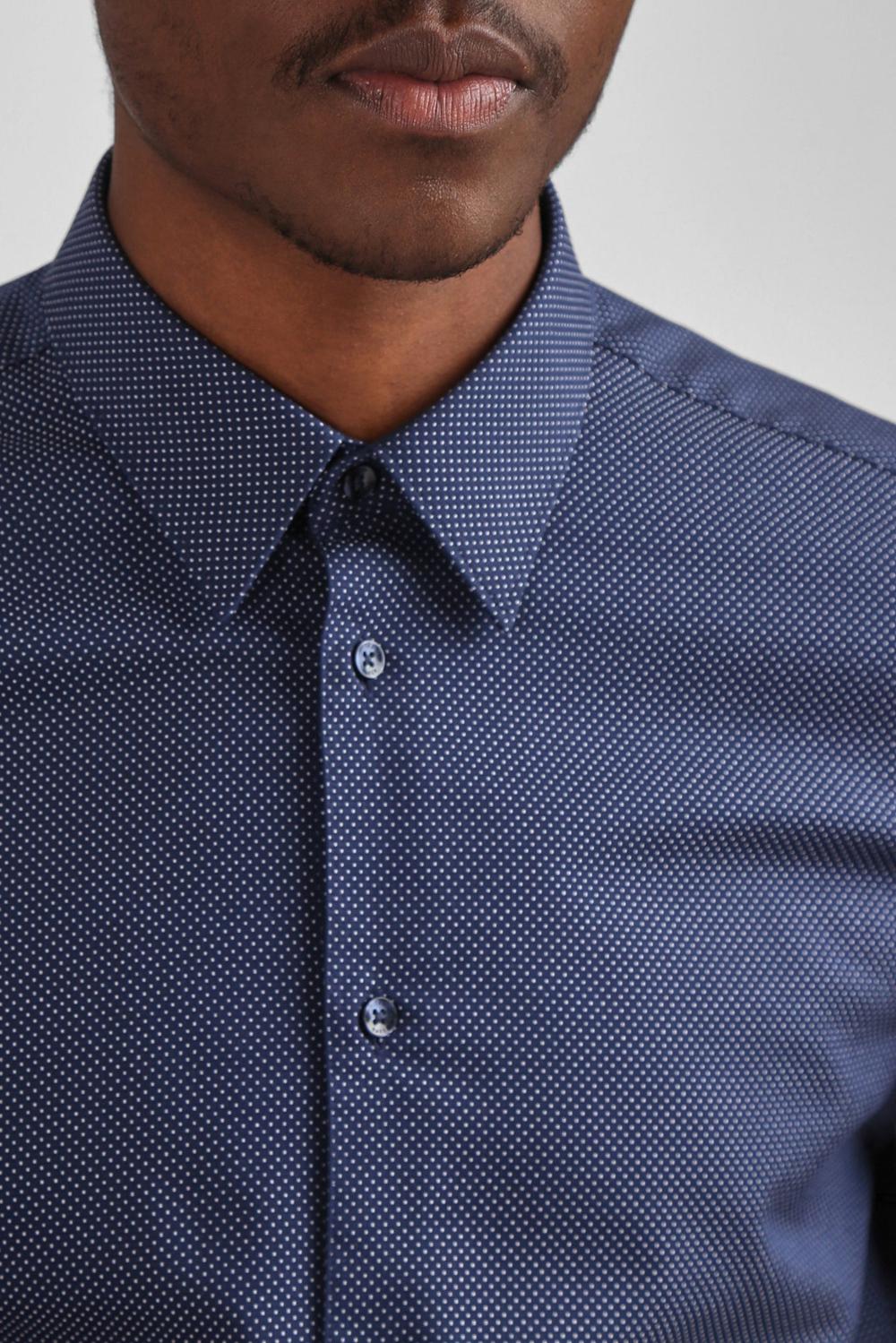 Chemises Ted Baker ODAIR - Pin Dot Slim Fit Cotton Homme Bleu Marine | Paris  18605-LNHS