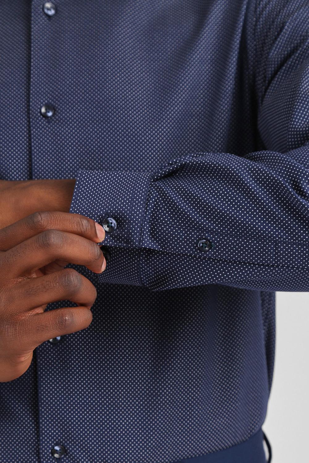 Chemises Ted Baker ODAIR - Pin Dot Slim Fit Cotton Homme Bleu Marine | Paris  18605-LNHS