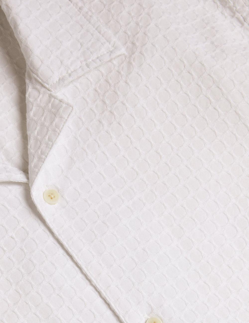 Chemises Ted Baker OISE - Textured Grid Cotton Short Sleeve Homme Blanche | Paris  96147-CMWE