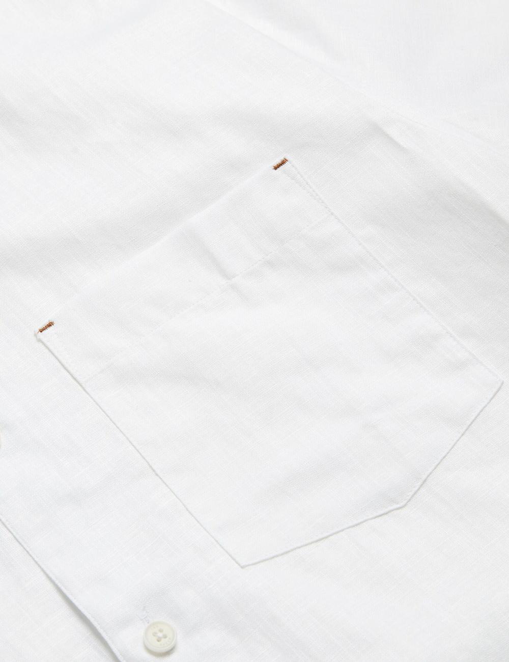Chemises Ted Baker PALOMAS - Short Sleeve Textured Linen Cotton Homme Blanche | Paris  20476-ABLN