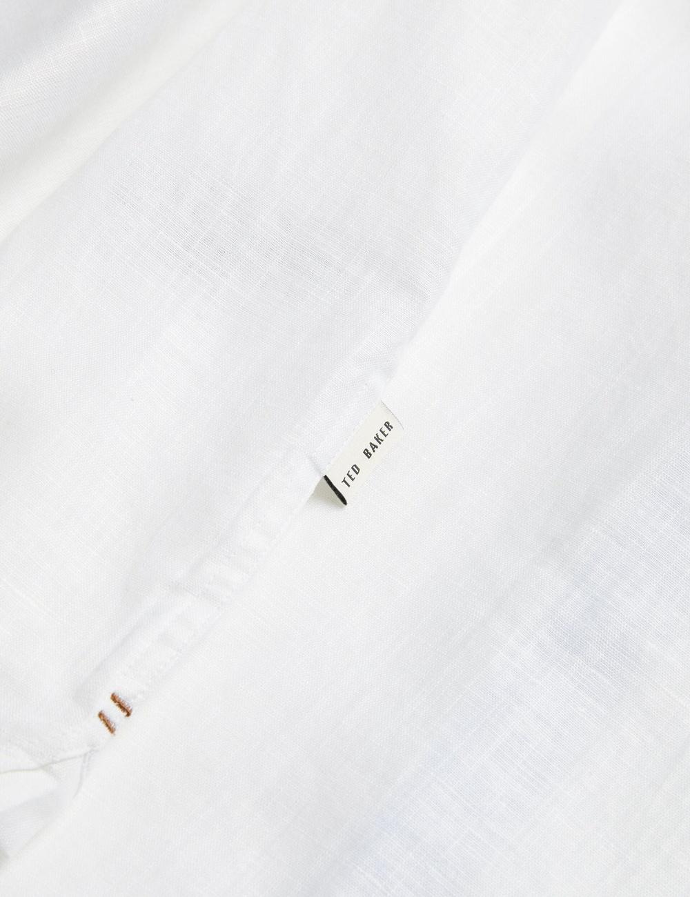 Chemises Ted Baker PALOMAS - Short Sleeve Textured Linen Cotton Homme Blanche | Paris  20476-ABLN