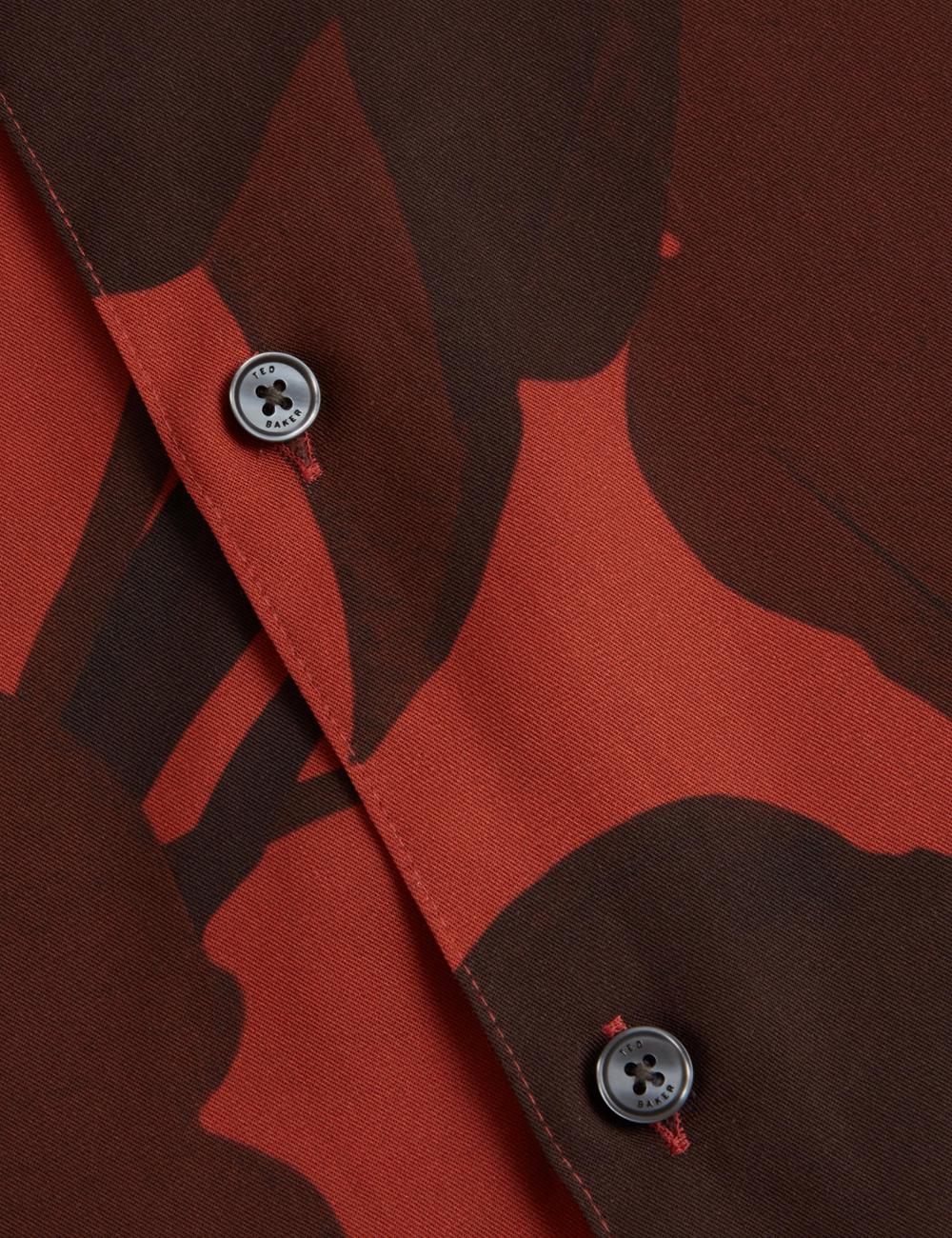 Chemises Ted Baker PINEDA - Short Sleeve Relaxed Floral Print Homme Rouge | Paris  41079-QNFT