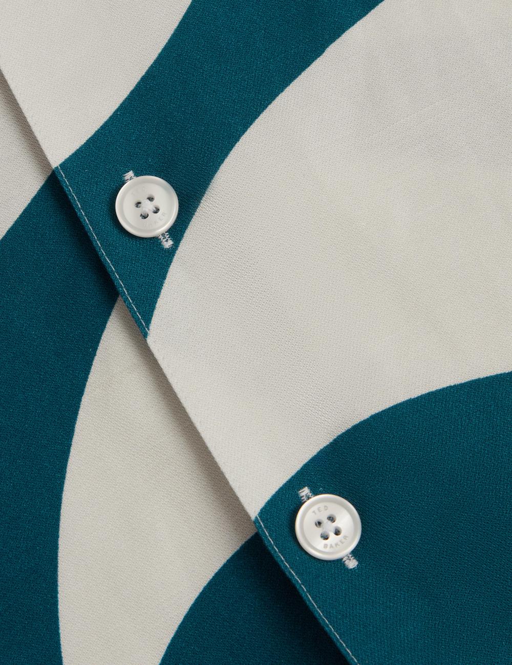 Chemises Ted Baker ROLDAN - Short Sleeve Oversized Swirl Print Homme Turquoise | Paris  43761-STKP