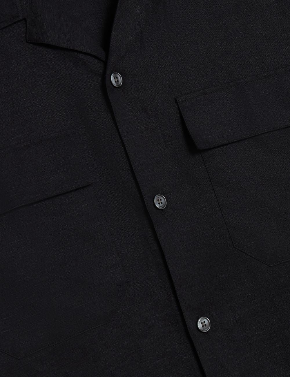 Chemises Ted Baker WHETHER - Short Sleeve Regular Fit Double Pocket Homme Noir | Paris  50719-IXAJ