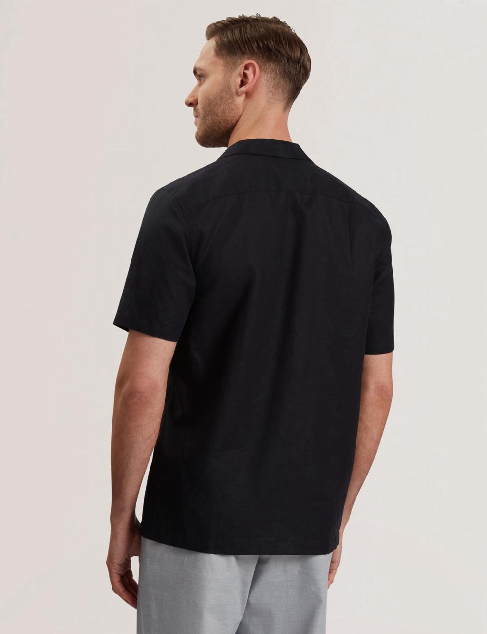 Chemises Ted Baker WHETHER - Short Sleeve Regular Fit Double Pocket Homme Noir | Paris  50719-IXAJ