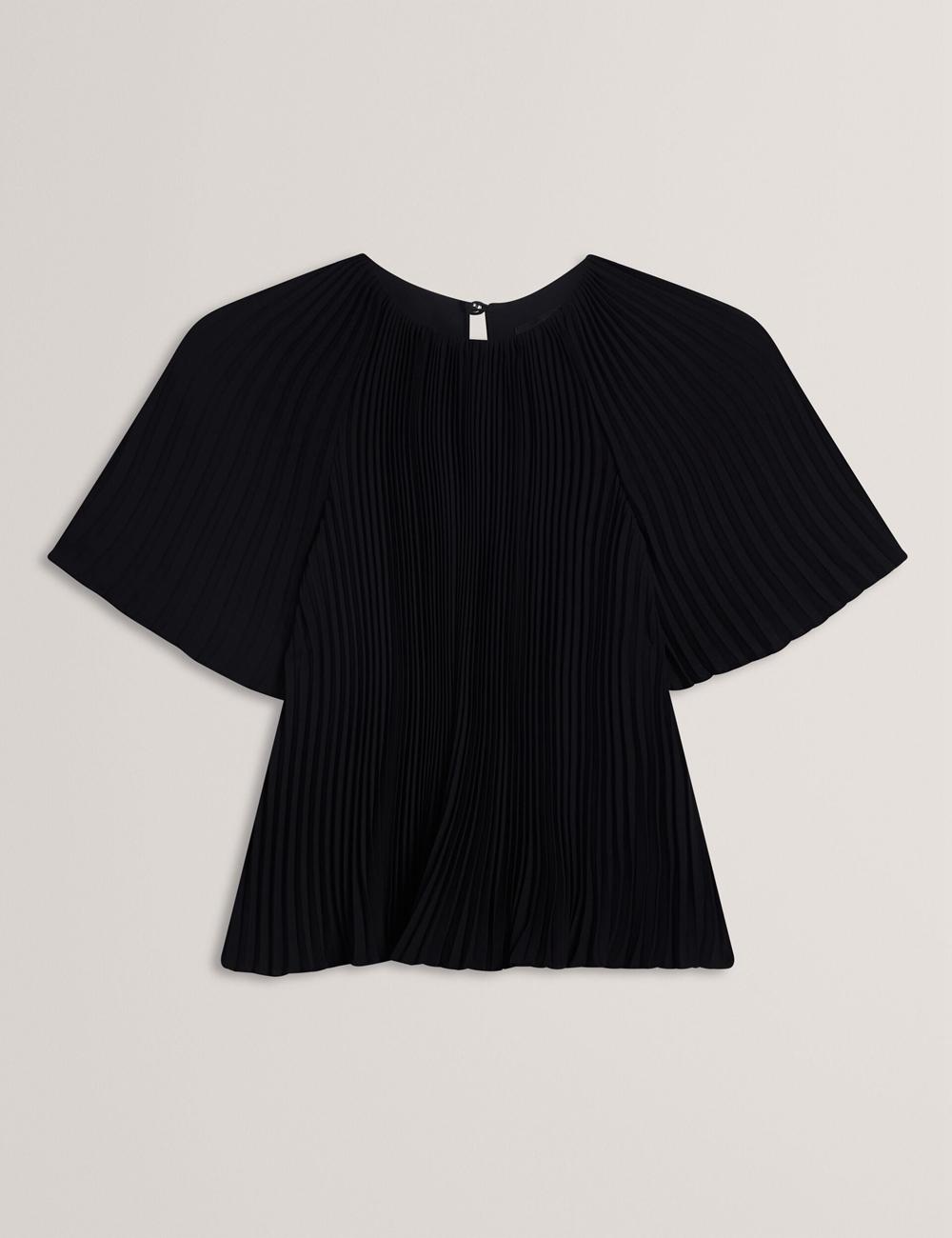 Chemisier Ted Baker AGARA - Pleated Short Sleeve Woven Femme Noir | Paris  16724-RZJC