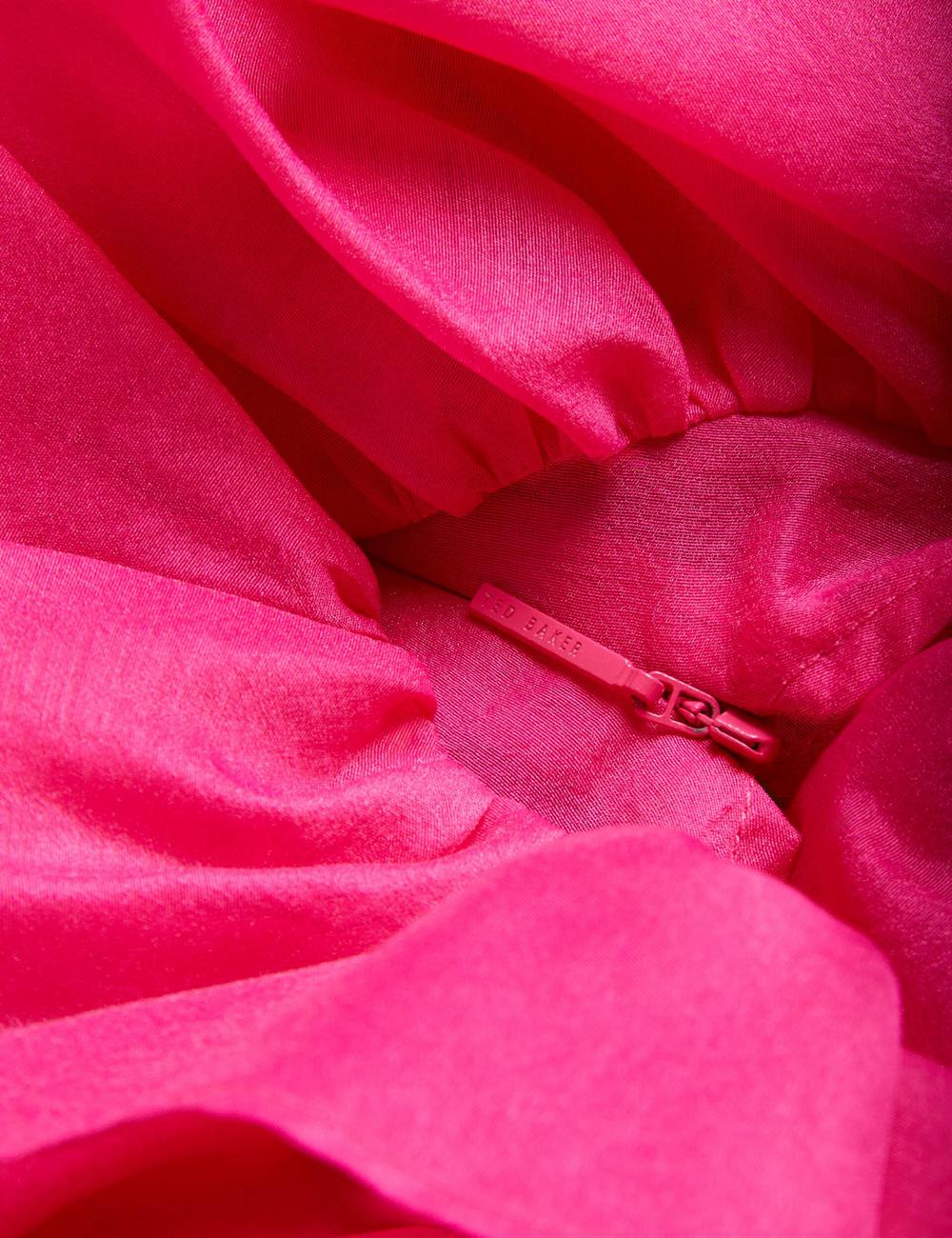 Chemisier Ted Baker CALONDA - Oversized Frill Trim V-Neck Top Femme Fushia | Paris  80697-VRNP