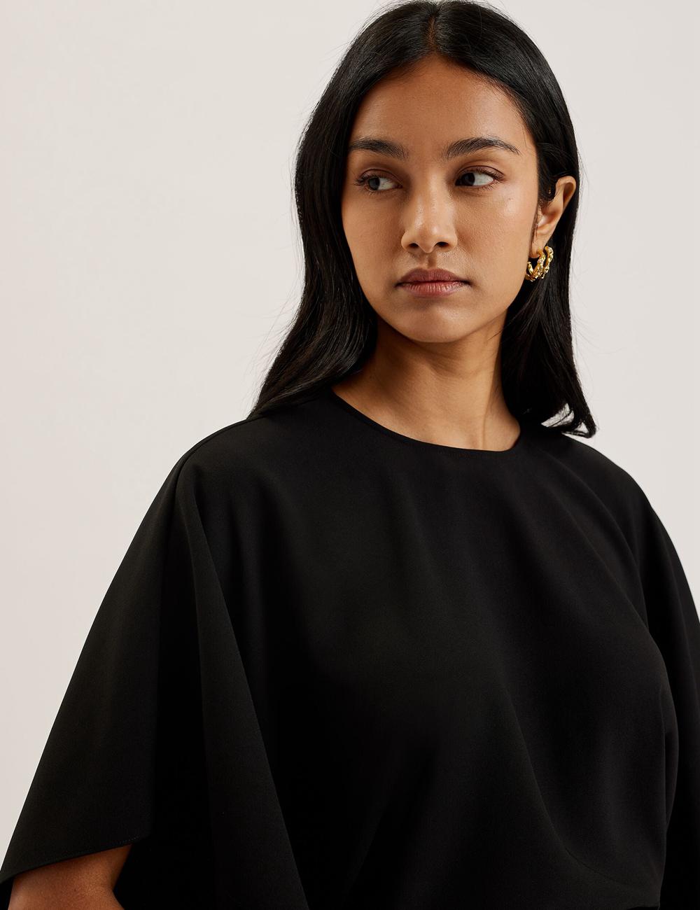 Chemisier Ted Baker CHERIKA - Batwing Short Sleeve Satin Femme Noir | Paris  60721-NURT