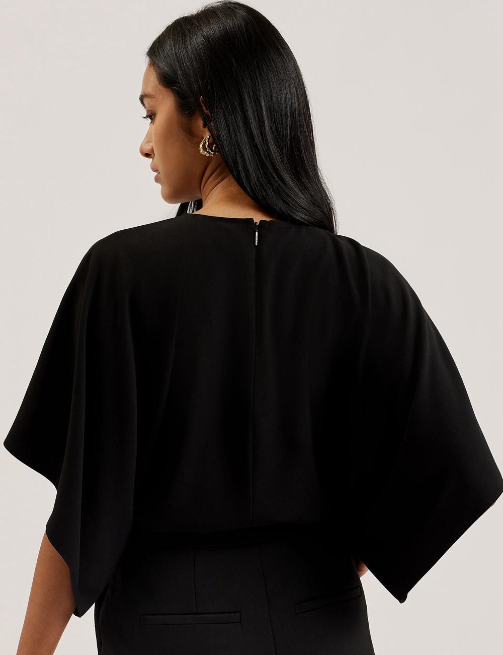 Chemisier Ted Baker CHERIKA - Batwing Short Sleeve Satin Femme Noir | Paris  60721-NURT