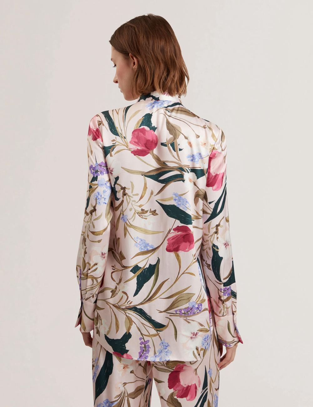 Chemisier Ted Baker LEEYAA - Floral Print Neck Longline Femme Rose | Paris  67083-OLDM