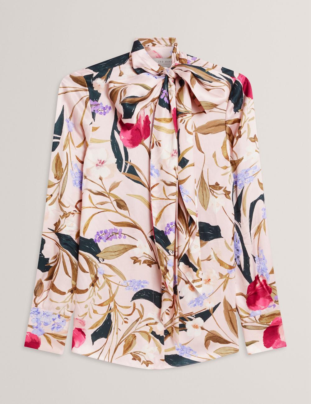 Chemisier Ted Baker LEEYAA - Floral Print Neck Longline Femme Rose | Paris  67083-OLDM