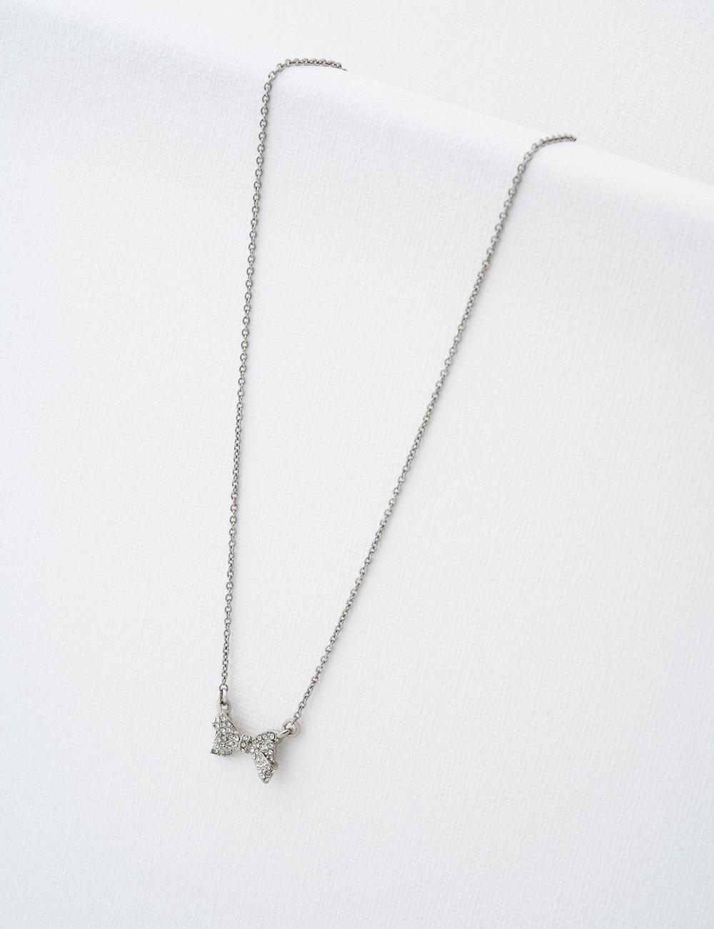 Colliers Ted Baker BARSIE - Crystal Bow Pendant Femme Argent | Paris  31890-VDHT