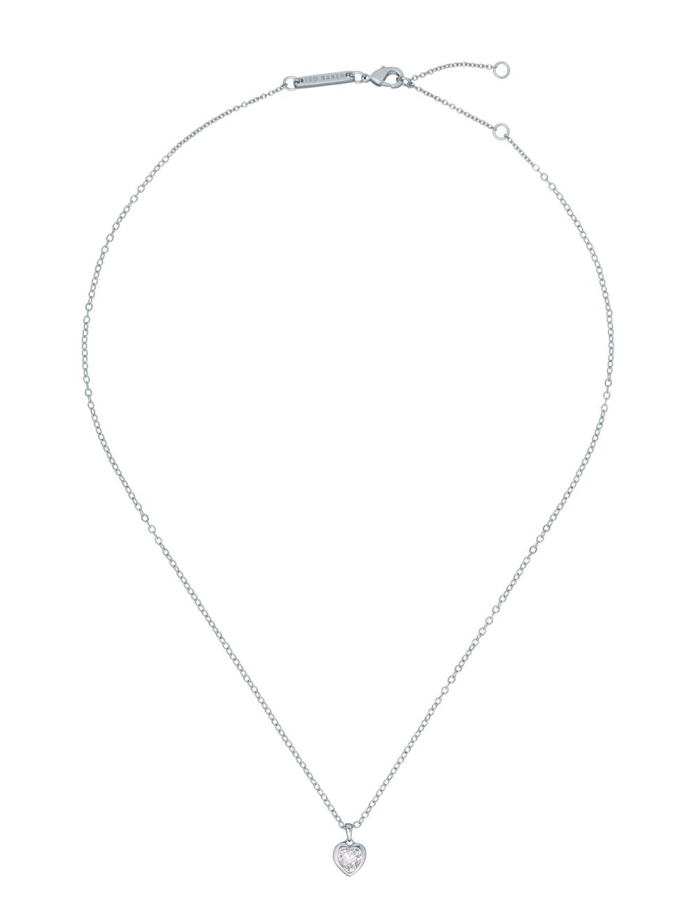 Colliers Ted Baker HANNELA - Solitaire Crystal Heart Pendant Femme Argent | Paris  81537-SIQK