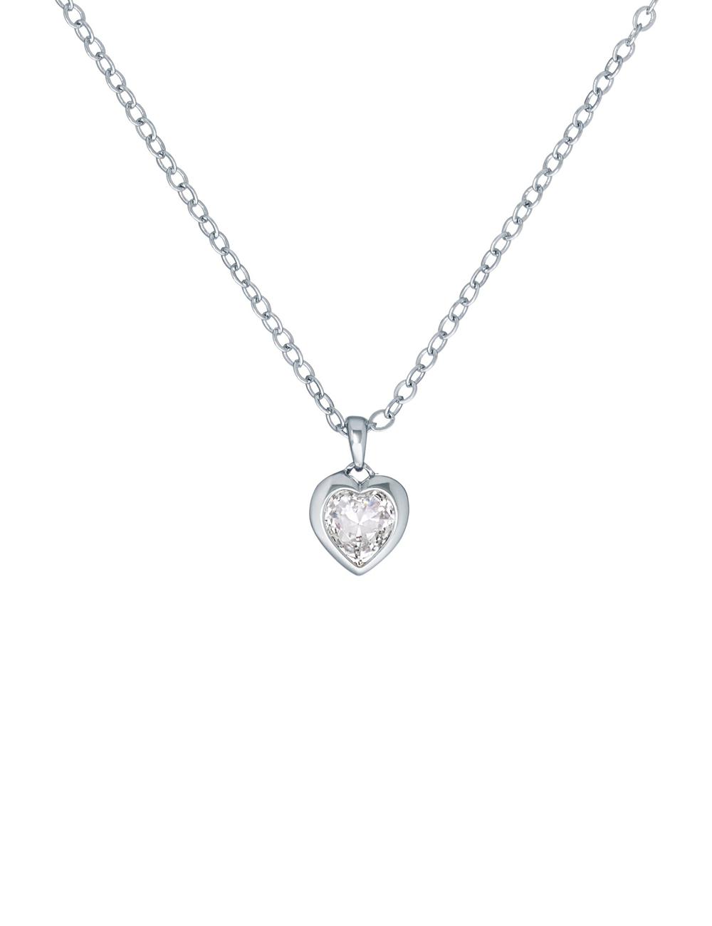 Colliers Ted Baker HANNELA - Solitaire Crystal Heart Pendant Femme Argent | Paris  81537-SIQK