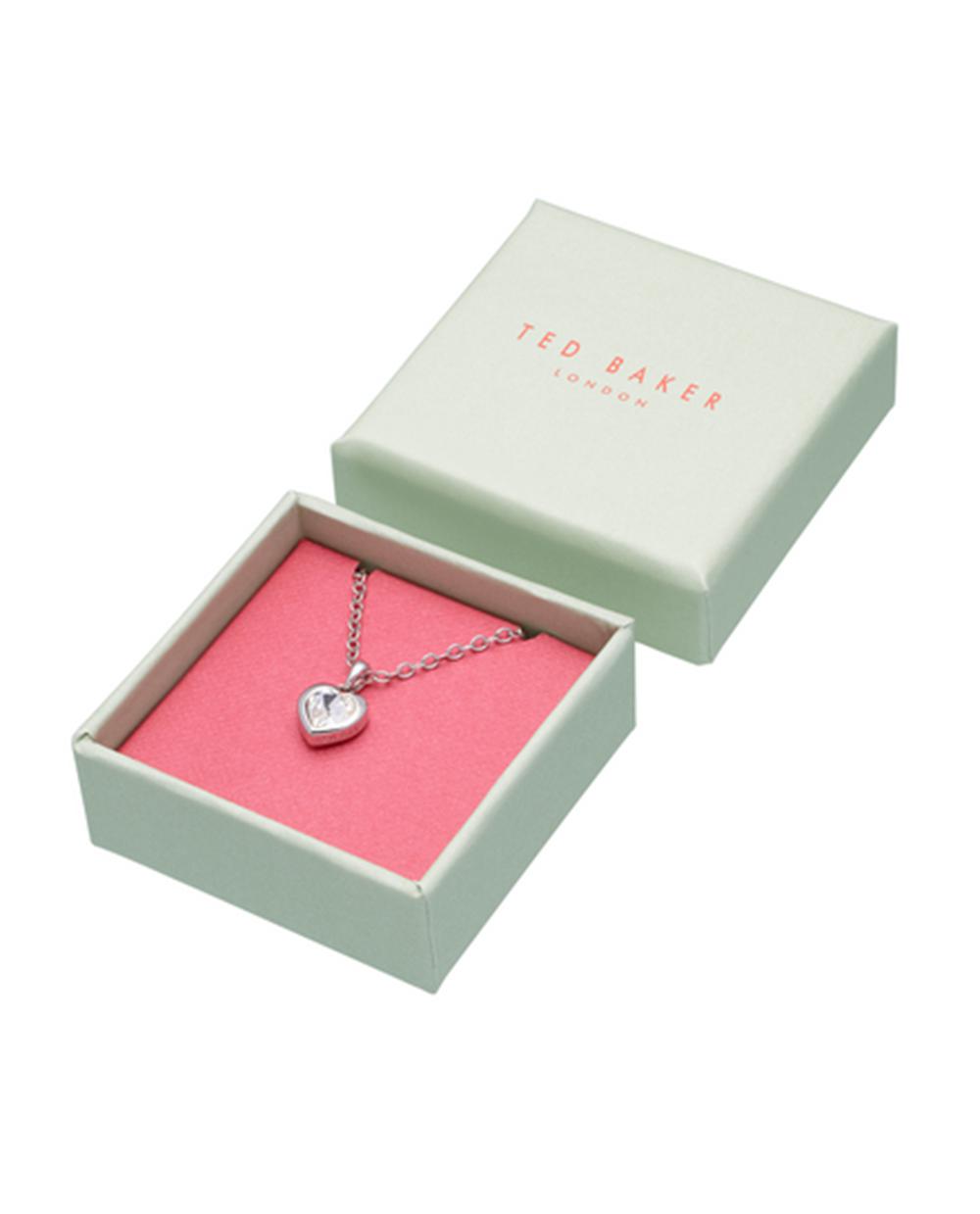 Colliers Ted Baker HANNELA - Solitaire Crystal Heart Pendant Femme Argent | Paris  81537-SIQK