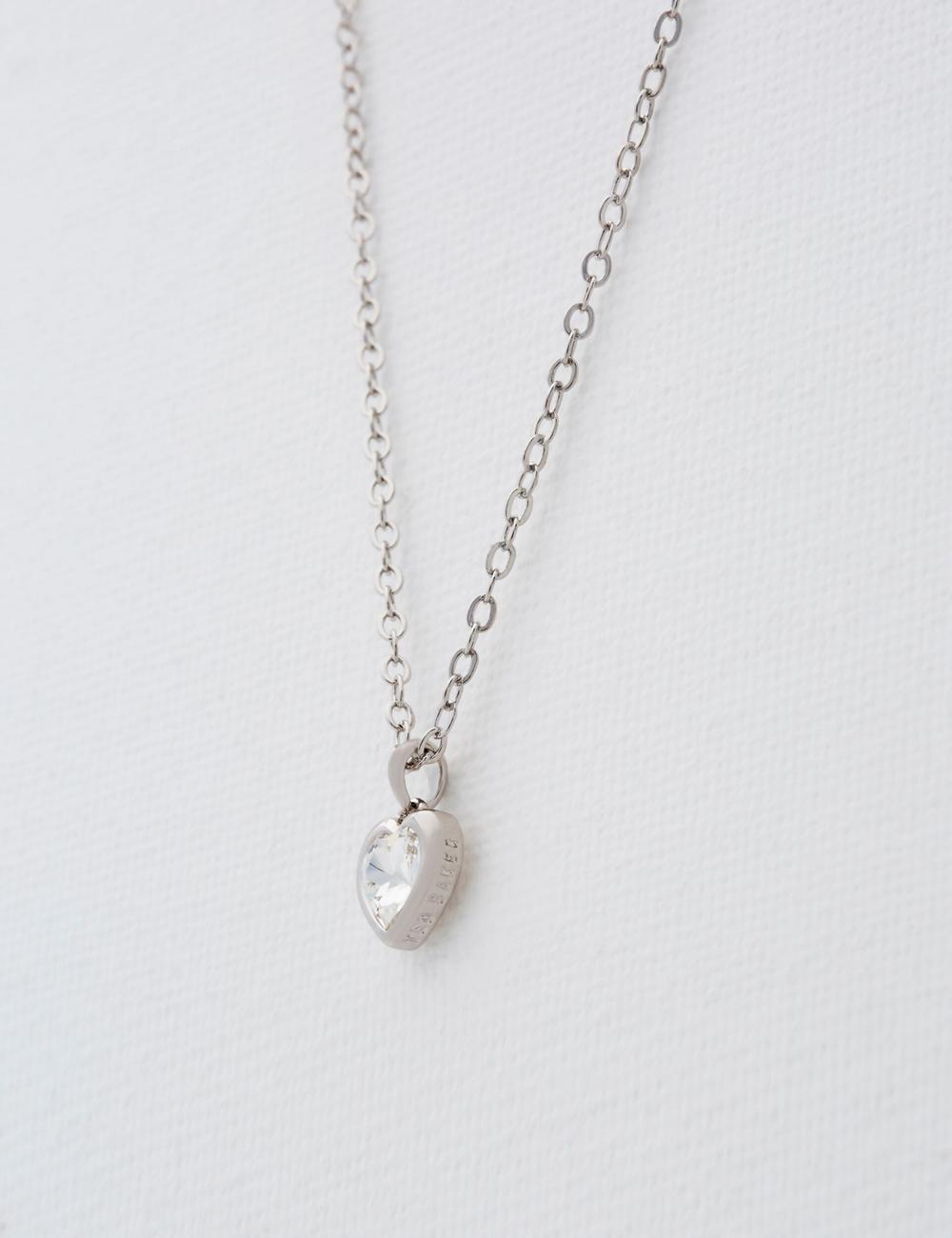Colliers Ted Baker HANNELA - Solitaire Crystal Heart Pendant Femme Argent | Paris  81537-SIQK