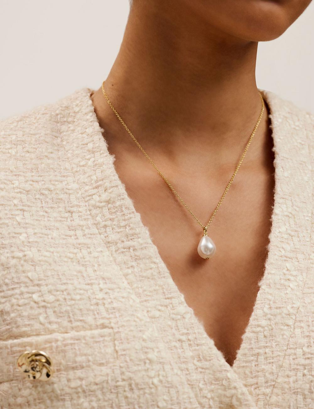 Colliers Ted Baker PARMLIA - Pearl Drop Pendant Femme Doré | Paris  79642-ZWCN