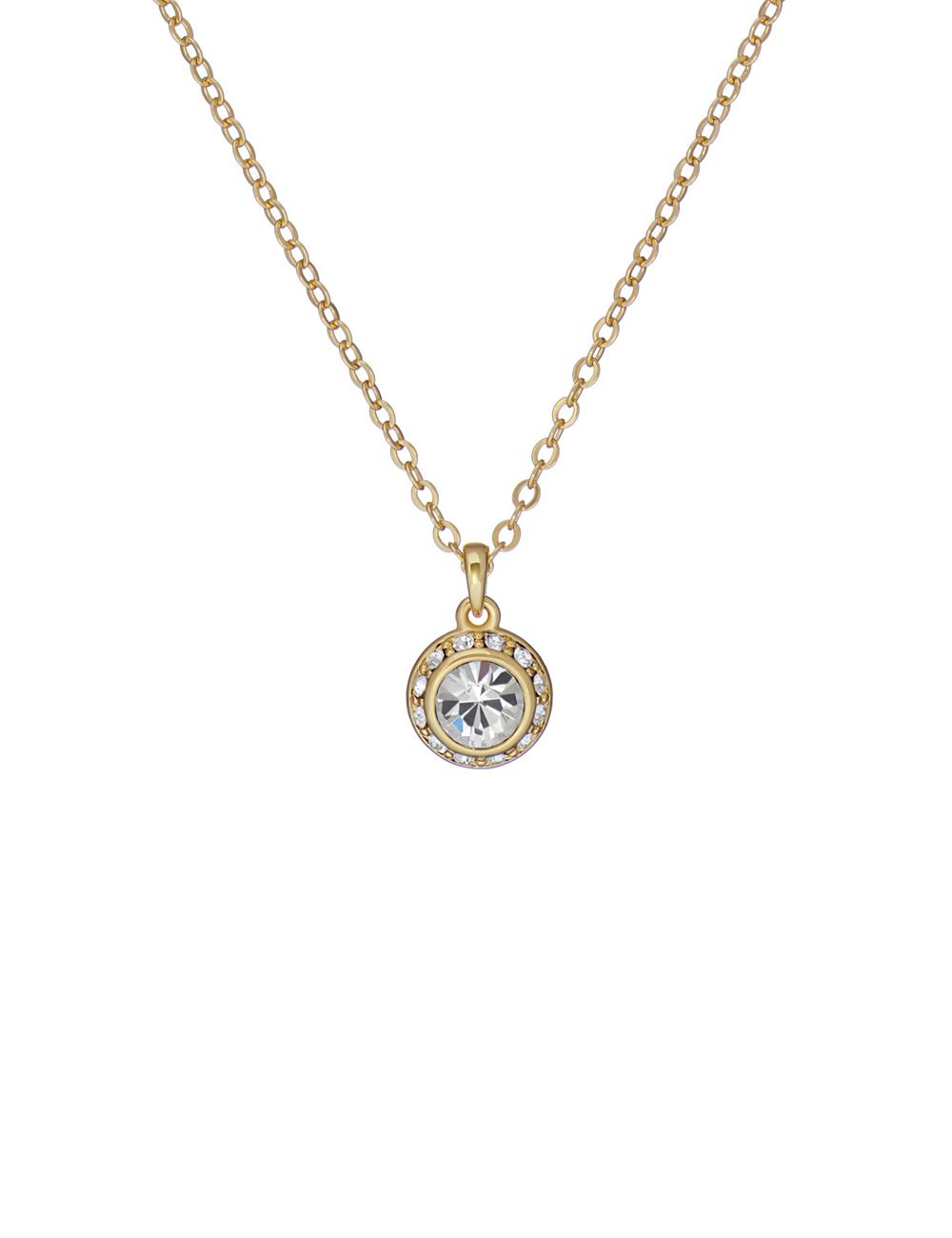 Colliers Ted Baker SOLTELL - Solitaire Sparkle Crystal Pendant Femme Doré | Paris  13507-KUFC