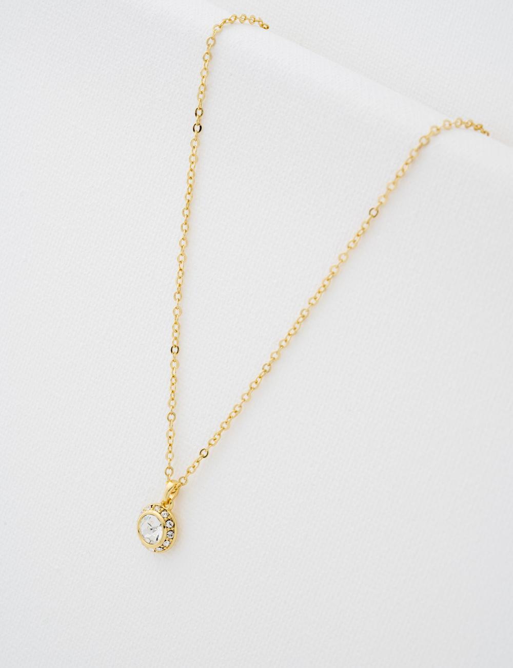 Colliers Ted Baker SOLTELL - Solitaire Sparkle Crystal Pendant Femme Doré | Paris  13507-KUFC