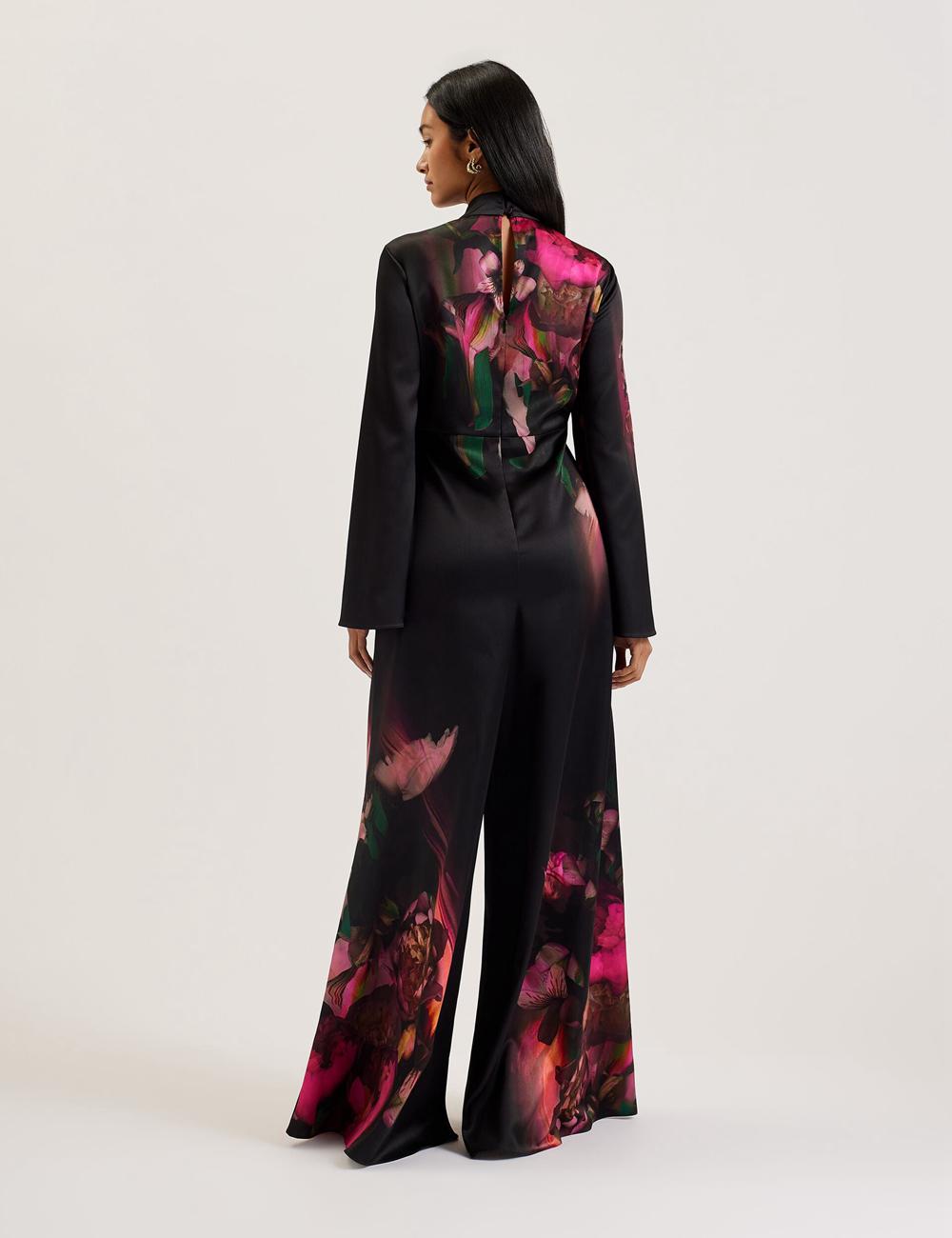 Combinaison Ted Baker LOUSIOS - Printed Neck Wide Leg Femme Noir | Paris  49615-KDQN