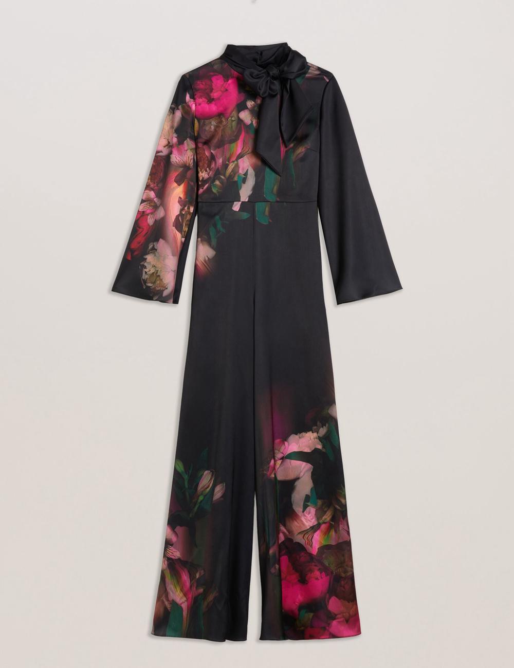 Combinaison Ted Baker LOUSIOS - Printed Neck Wide Leg Femme Noir | Paris  49615-KDQN