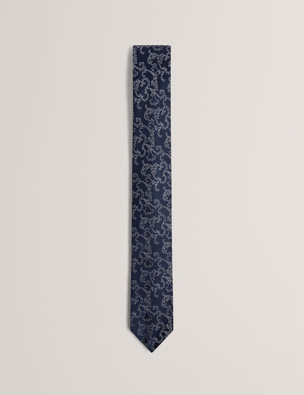 Cravates Ted Baker BIONDIS - Baroque Floral Print Silk Homme Bleu Marine | Paris  79824-INPK