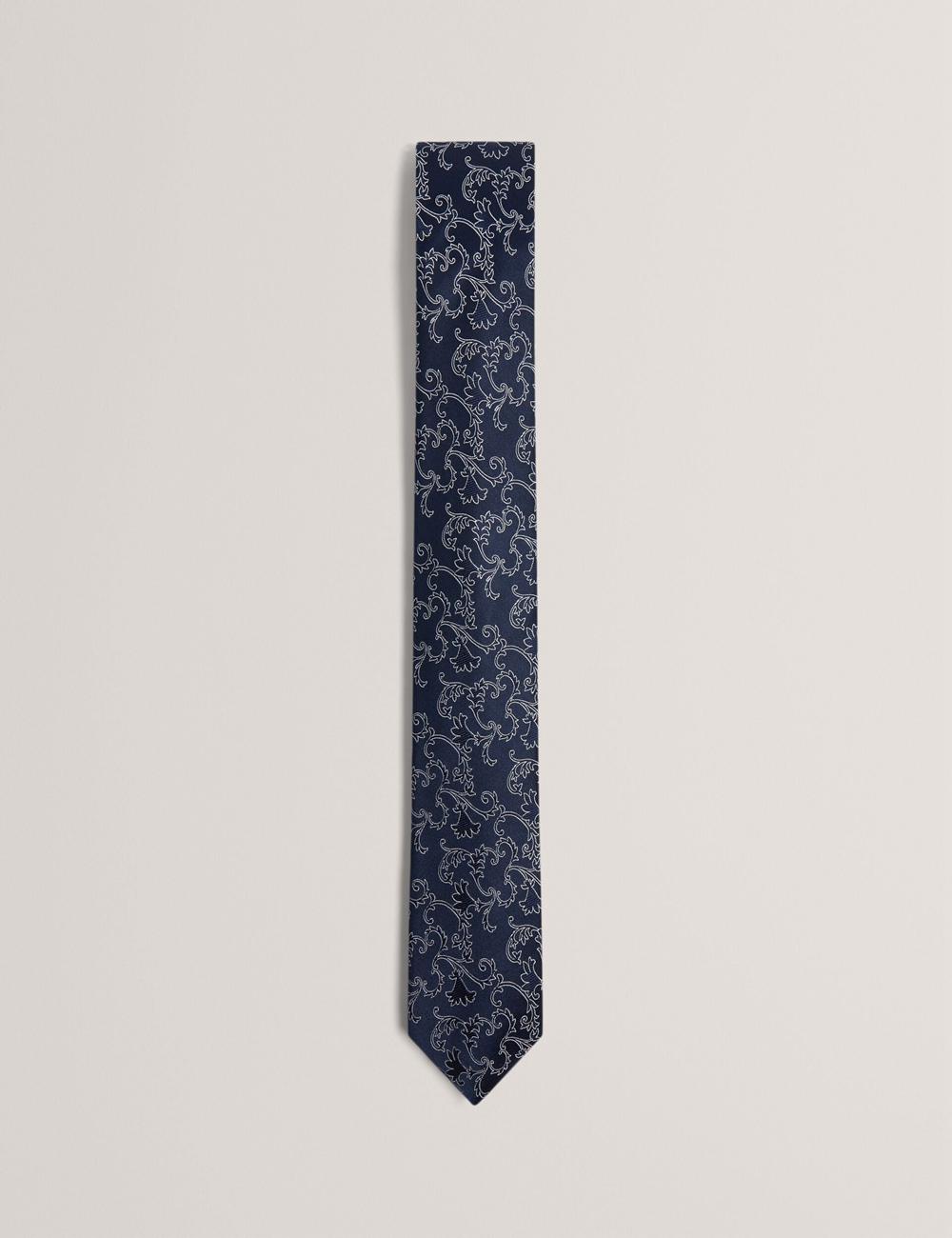 Cravates Ted Baker BIONDIS - Baroque Floral Print Silk Homme Bleu Marine | Paris  79824-INPK