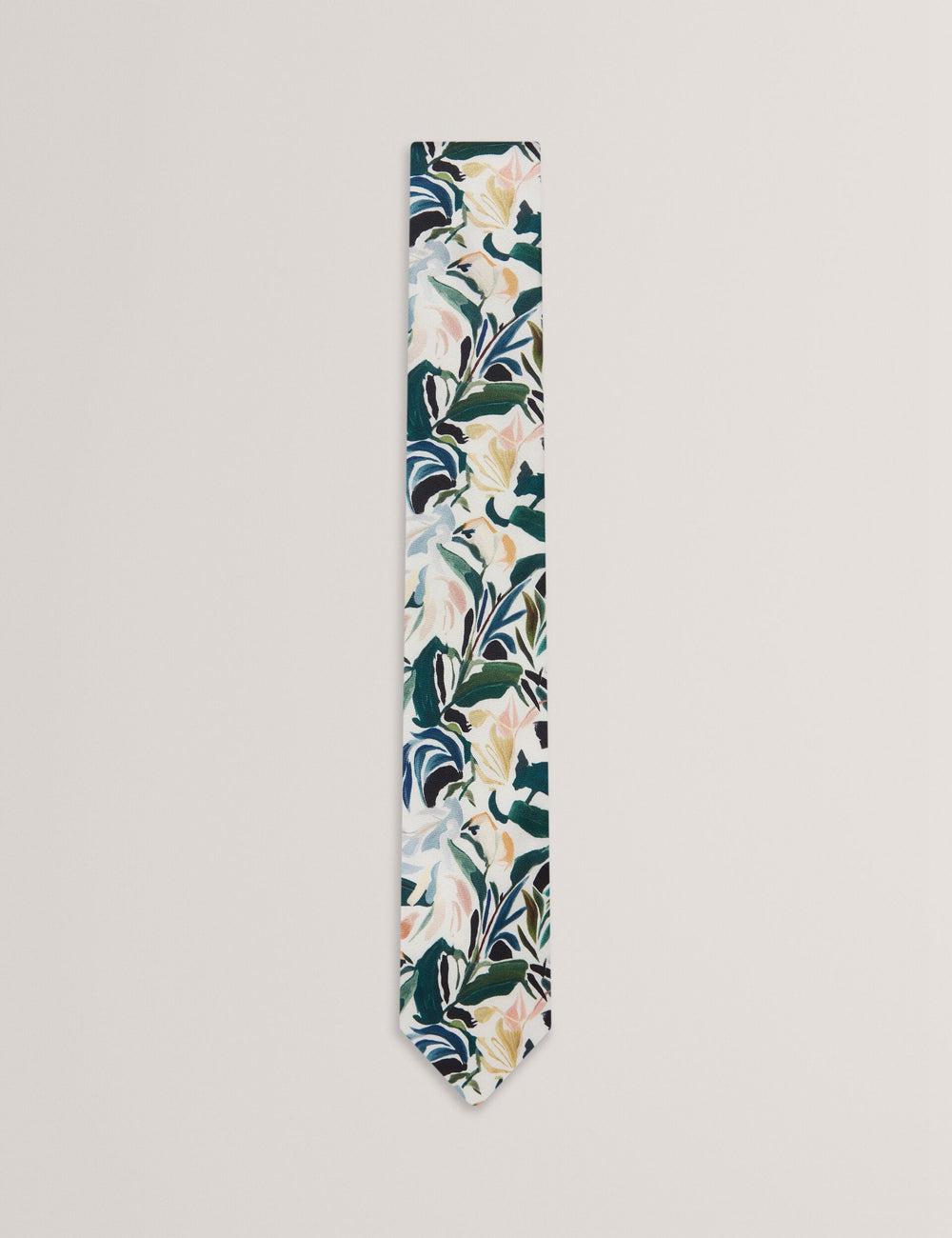 Cravates Ted Baker BOYTONN - Painted Floral Print Silk Homme Ecru | Paris  93018-GFEQ