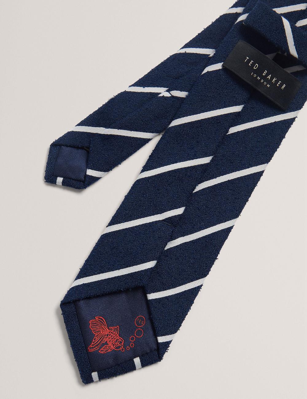Cravates Ted Baker CAMPSEA - Boucle Texture Solid Stripe Homme Bleu Marine | Paris  32901-ECUT