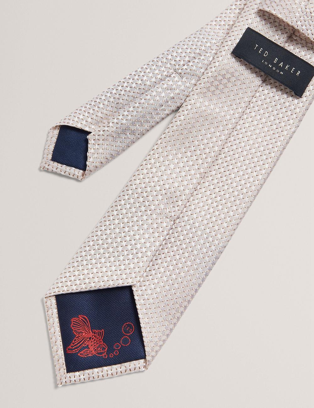 Cravates Ted Baker CANEDON - Textured Tonal Weave Silk Homme Stone | Paris  49132-TVIS