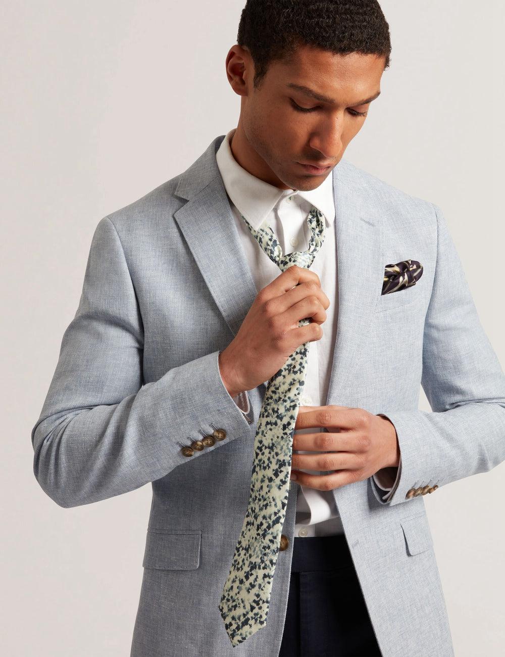 Cravates Ted Baker ELMSTED - Blurred Floral Print Silk Homme Bleu Marine | Paris  40962-UQDN
