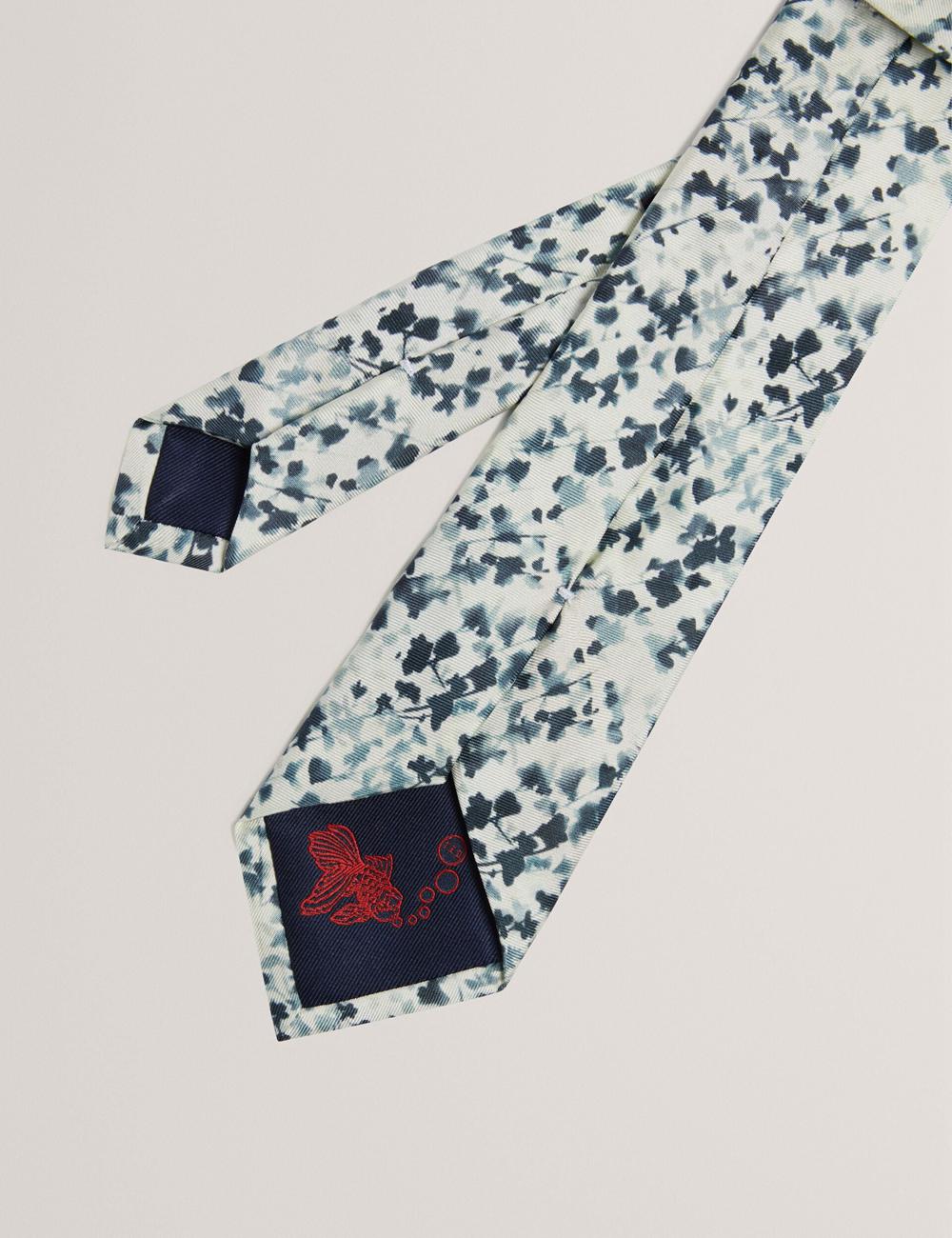 Cravates Ted Baker ELMSTED - Blurred Floral Print Silk Homme Bleu Marine | Paris  40962-UQDN