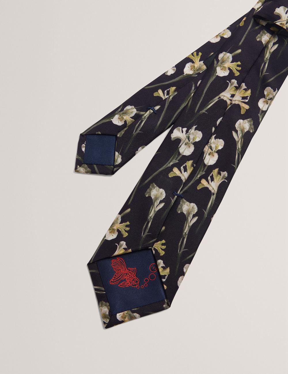 Cravates Ted Baker FRINTON - Orchid Floral Print Silk Homme Noir | Paris  90367-ZIQE