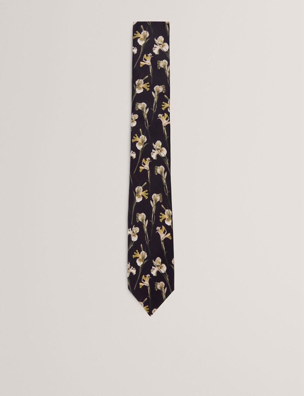 Cravates Ted Baker FRINTON - Orchid Floral Print Silk Homme Noir | Paris  90367-ZIQE