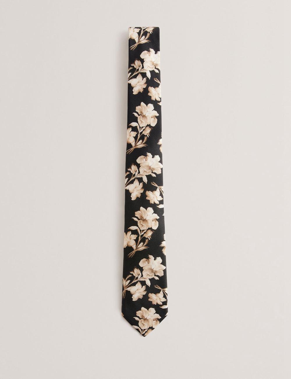 Cravates Ted Baker GOULDE - Two Tone Floral Print Silk Homme Noir | Paris  85063-VHPB