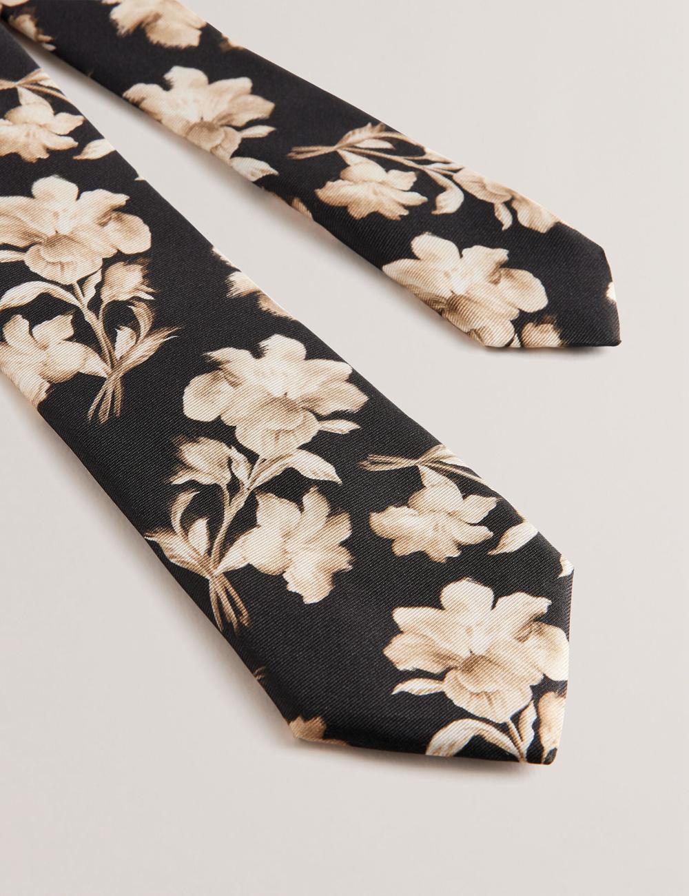 Cravates Ted Baker GOULDE - Two Tone Floral Print Silk Homme Noir | Paris  85063-VHPB