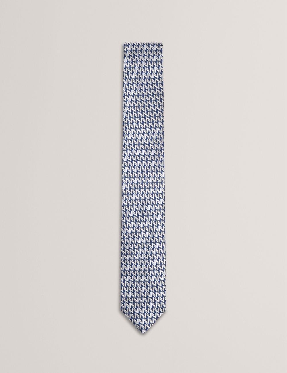 Cravates Ted Baker MILAK - Geometric Pattern Silk Homme Bleu Marine | Paris  91426-ZKJN