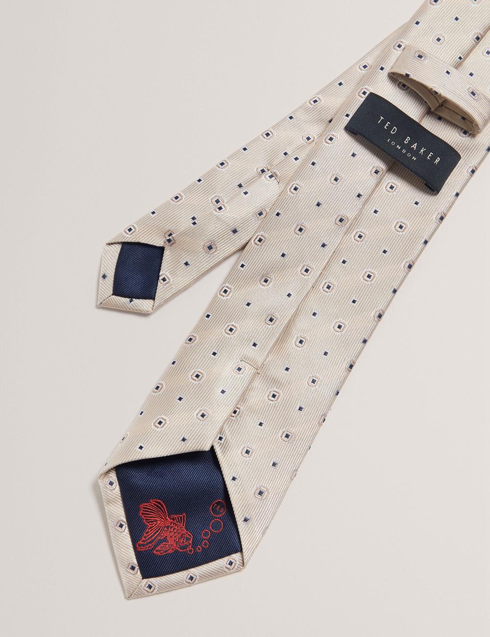 Cravates Ted Baker STEEPLE - Circle Geometric Print Silk Homme Stone | Paris  76528-AXSJ