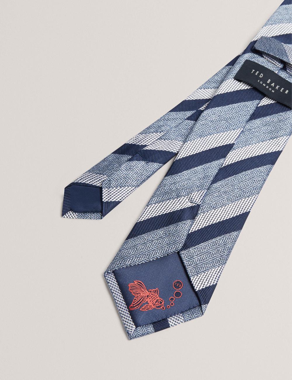 Cravates Ted Baker WEISMUL - Textured Mixed Stripe Silk Homme Bleu Marine | Paris  65903-WYZB