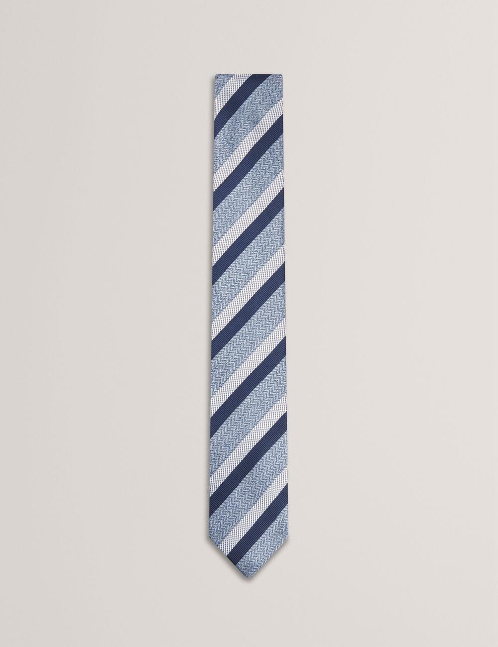 Cravates Ted Baker WEISMUL - Textured Mixed Stripe Silk Homme Bleu Marine | Paris  65903-WYZB