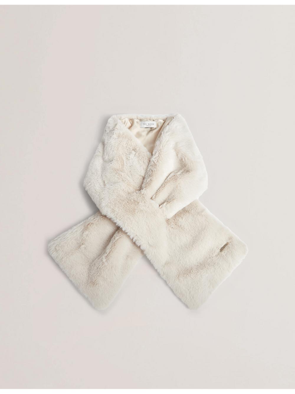 Echarpes Ted Baker EMAAAAS - Faux Fur Loop-Through Stole Femme Blanche | Paris  51682-UZGJ
