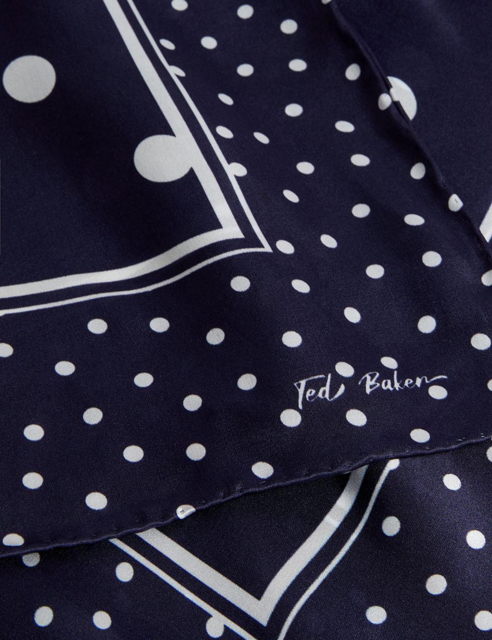 Echarpes Ted Baker GILLS - Polka Dot Print Long Satin Silk Femme Bleu Marine | Paris  75980-JXBS