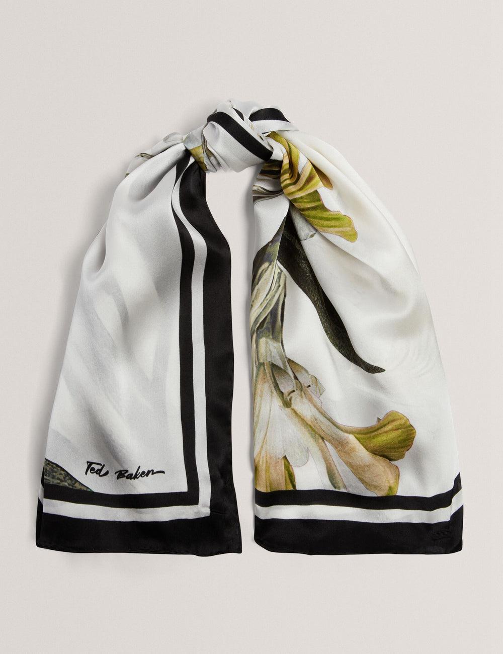 Echarpes Ted Baker IRISSI - Floral Graphic Print Square Silk Femme Ecru | Paris  04521-FMAQ