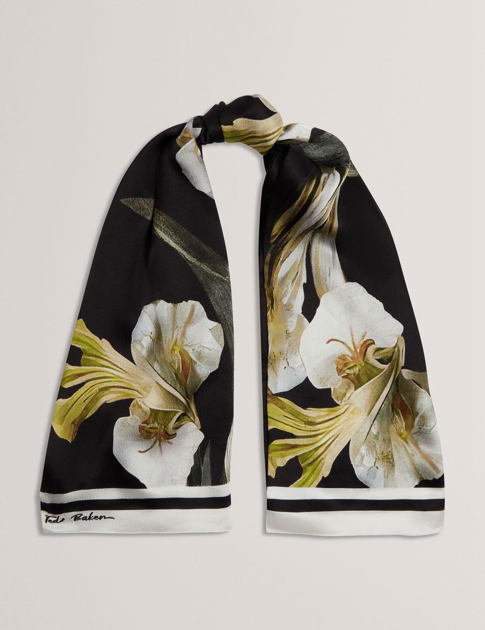 Echarpes Ted Baker IRISSO - Floral Graphic Textured Long Silk Femme Noir | Paris  48510-WDKB