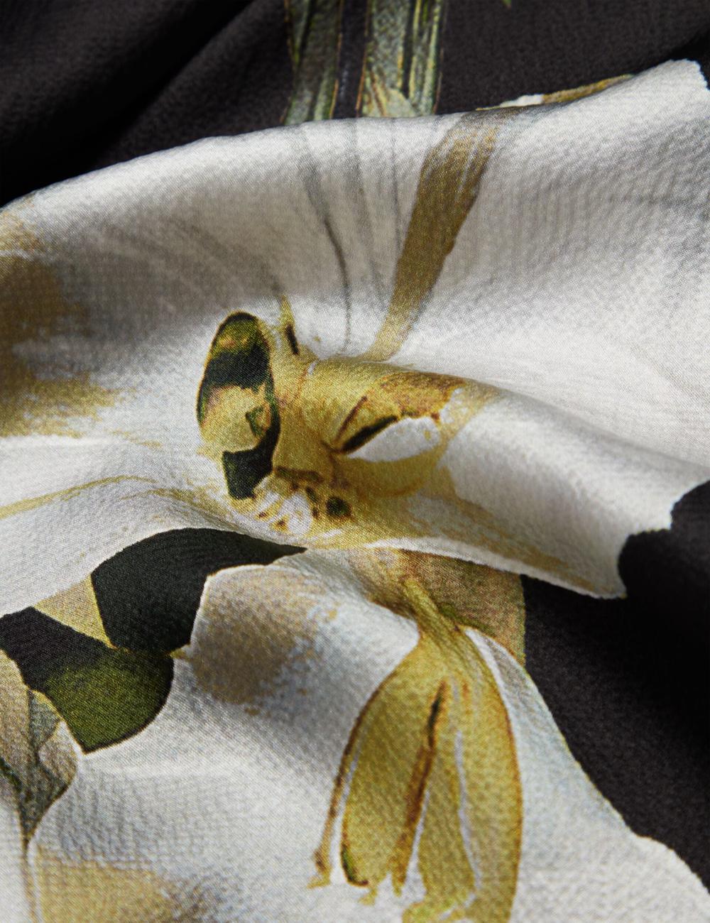 Echarpes Ted Baker IRISSO - Floral Graphic Textured Long Silk Femme Noir | Paris  48510-WDKB